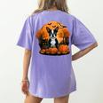 Pumpkin Boston Terrier Costume On Boston Terrier Halloween Women's Comfort Colors T-Shirt Back Print Violet