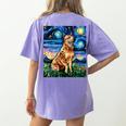 Red Heeler Starry Night Cattle Dog Colorful Art By Aja For Men Women Girls Kids Women's Comfort Colors T-Shirt Back Print Violet