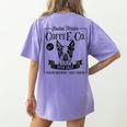 Retro Boston Terrier Coffee Dog Mom Coffee Lover Women's Comfort Colors T-Shirt Back Print Violet