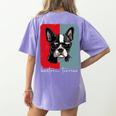 Retro Boston Terrier Dog Lover Bostie Mom Dad Dog Owner Women's Comfort Colors T-Shirt Back Print Violet