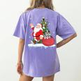 Santa Ugly Christmas Tree Lights Boston Terrier Dog Lover Women's Comfort Colors T-Shirt Back Print Violet