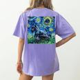 Scottish Terrier Starry Night Scotty Dog Art By Aja Women's Comfort Colors T-Shirt Back Print Violet