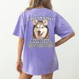 Siberian Husky Professional Human Trainer Women's Comfort Colors T-Shirt Back Print Violet
