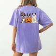 Spooky Ghost Boston Terrier Pumpkin Halloween Dog Lover Women's Comfort Colors T-Shirt Back Print Violet