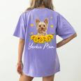 Sunflower Yorkie Mom Dog Lover Women's Comfort Colors T-Shirt Back Print Violet