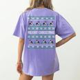 Ugly Sweater Boston Terrier Dog Christmas Dog Lover Xmas Men Women Kids Women's Comfort Colors T-Shirt Back Print Violet
