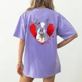 Valentine's Day Boston Terrier Dog Women's Comfort Colors T-Shirt Back Print Violet