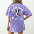 Watercolor Floral Boston Terrier Mama Dog Lover Mother's Day For Men Women Girls Kids Women's Comfort Colors T-Shirt Back Print Violet