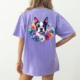 Watercolor Floral Boston Terrier Mama Dog Lover Mother's Day Women's Comfort Colors T-Shirt Back Print Violet