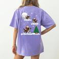 Xmas Lighting Tree Santa Riding Boston Terrier Christmas Women's Comfort Colors T-Shirt Back Print Violet