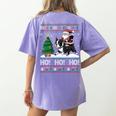 Xmas Tree Lighting Santa Riding Boston Terrier Christmas Women's Comfort Colors T-Shirt Back Print Violet