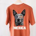 4th July Blue Heeler Dog Merica Patriotic USA Flag Cute Women's Comfort Colors T-Shirt Back Print Yam
