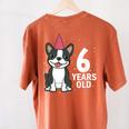 6 Years Old Birthday Boston Terrier Dog Lover 6th Party Kid Women's Comfort Colors T-Shirt Back Print Yam