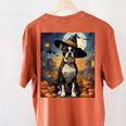 Aesthetic Halloween Boston Terrier Dog Witch Pumpkin For Men Women Kids Women's Comfort Colors T-Shirt Back Print Yam