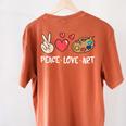 Art Teacher Peace Love Art For Artists And Painters Women&#x27;s Comfort Colors T-Shirt Back Print Yam