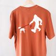 Bigfoot Walking With Bull Terrier Dog Women's Comfort Colors T-Shirt Back Print Yam