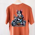 Biker Boston Terrier Dog Riding Motorbike Women's Comfort Colors T-Shirt Back Print Yam