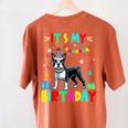 My Birthday Colorful Costume Boston Terrier Party Women's Comfort Colors T-Shirt Back Print Yam