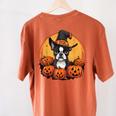 Boston Terrier Bostie Dog Breed Pet Halloween Pumpkins Women's Comfort Colors T-Shirt Back Print Yam