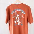 Boston Terrier Boy Cute Cartoon Dog Owner Pet Boston Terrier Women's Comfort Colors T-Shirt Back Print Yam