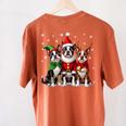 Boston Terrier Christmas Dogs Santa Reindeer Elf Women's Comfort Colors T-Shirt Back Print Yam