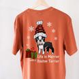 Boston Terrier Christmas T Shirt-Life Is Merrier Premium Tri-Blend Women's Comfort Colors T-Shirt Back Print Yam