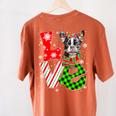 Boston Terrier Christmas Tree Lights Santa Dog Xmas For Men Women Kids Women's Comfort Colors T-Shirt Back Print Yam