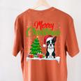Boston Terrier Christmas Tree Lights Xmas Dog Lover Women's Comfort Colors T-Shirt Back Print Yam