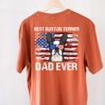 Boston Terrier Dad American Flag 4th Of July Dog Fathers Day Women's Comfort Colors T-Shirt Back Print Yam