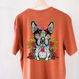 Boston Terrier Dia De Los Muertos Day Of The Dead Dog Skull For Men Women Kids Women's Comfort Colors T-Shirt Back Print Yam