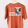 Boston Terrier Dog 4th Of July US American Flag Patriotic Women's Comfort Colors T-Shirt Back Print Yam
