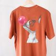 Boston Terrier Dog Blowing Chewing Bubble Gum Pink Women's Comfort Colors T-Shirt Back Print Yam