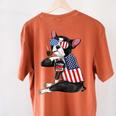 Boston Terrier Dog Merica 4th Of July Usa American Flag Men Women's Comfort Colors T-Shirt Back Print Yam
