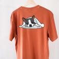 Boston Terrier Dog Official Sleeping Men Women Girls Kids Women's Comfort Colors T-Shirt Back Print Yam