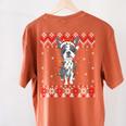 Boston Terrier Dog Santa Hat Men Kids Ugly Christmas Light Women's Comfort Colors T-Shirt Back Print Yam