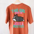 Boston Terrier This Girl Runs On Jesus And Boston Terriers Women's Comfort Colors T-Shirt Back Print Yam