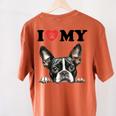 Boston Terrier I Heart My Dog Dog Lover Women's Comfort Colors T-Shirt Back Print Yam