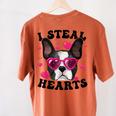 Boston Terrier Heart Glasses Girls Bostie Valentines Day Women's Comfort Colors T-Shirt Back Print Yam