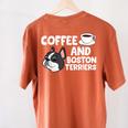 Boston Terrier Lover Coffee And Boston Terriers Women's Comfort Colors T-Shirt Back Print Yam