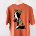 Boston Terrier Lover I Love Mom Tattoo Leopard Women's Comfort Colors T-Shirt Back Print Yam