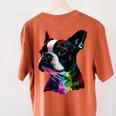 Boston Terrier Lovers Colorful Pop Art Boston Terrier Women's Comfort Colors T-Shirt Back Print Yam