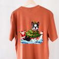 Boston Terrier Merry Christmas Tree Lights Dog X-Mas Dogs Women's Comfort Colors T-Shirt Back Print Yam