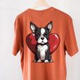 Boston Terrier Mom Dad Bostie Dog Lover Valentines Day Women's Comfort Colors T-Shirt Back Print Yam