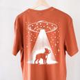 Boston Terrier Mom Dad Dog Alien UFO Women's Comfort Colors T-Shirt Back Print Yam