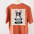 Boston Terrier Mug Shot Guilty Dog Women's Comfort Colors T-Shirt Back Print Yam