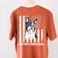 Boston Terrier Papa Cool Dog Lover USA American Flag Men Women Women's Comfort Colors T-Shirt Back Print Yam
