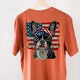 Boston Terrier Patriotic 4th Of July USA American Flag Women's Comfort Colors T-Shirt Back Print Yam