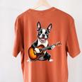 Boston Terrier Playing Guitar Boston Terrier Women's Comfort Colors T-Shirt Back Print Yam