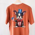 Boston Terrier Puppy Dog Holds His American Flag 4th Of July Women's Comfort Colors T-Shirt Back Print Yam