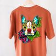 Boston Terrier In Red Day Of The Dead Sugar Skull Dog Women's Comfort Colors T-Shirt Back Print Yam